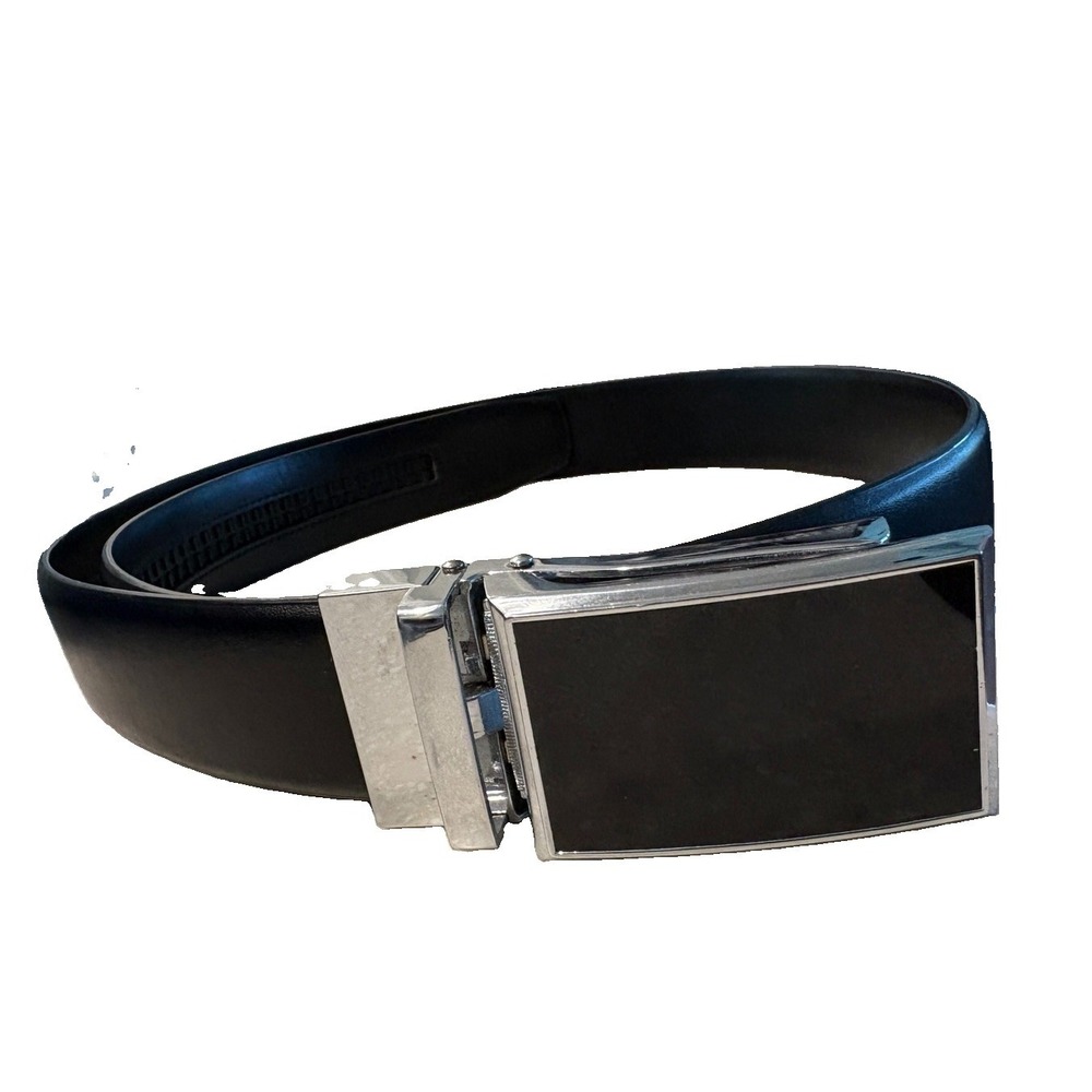 Men's Ratchet Belt Black Bonded Leather Automatic Slide Click Buckle Size 36